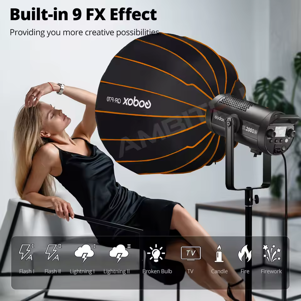 Godox SL200II Bi 200W 2800-6500K Éclairage vidéo LED bicolore
